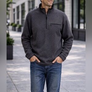 GAP Factory Charcoal Quarter Zip Fleece Pullover Sweater Mens Large